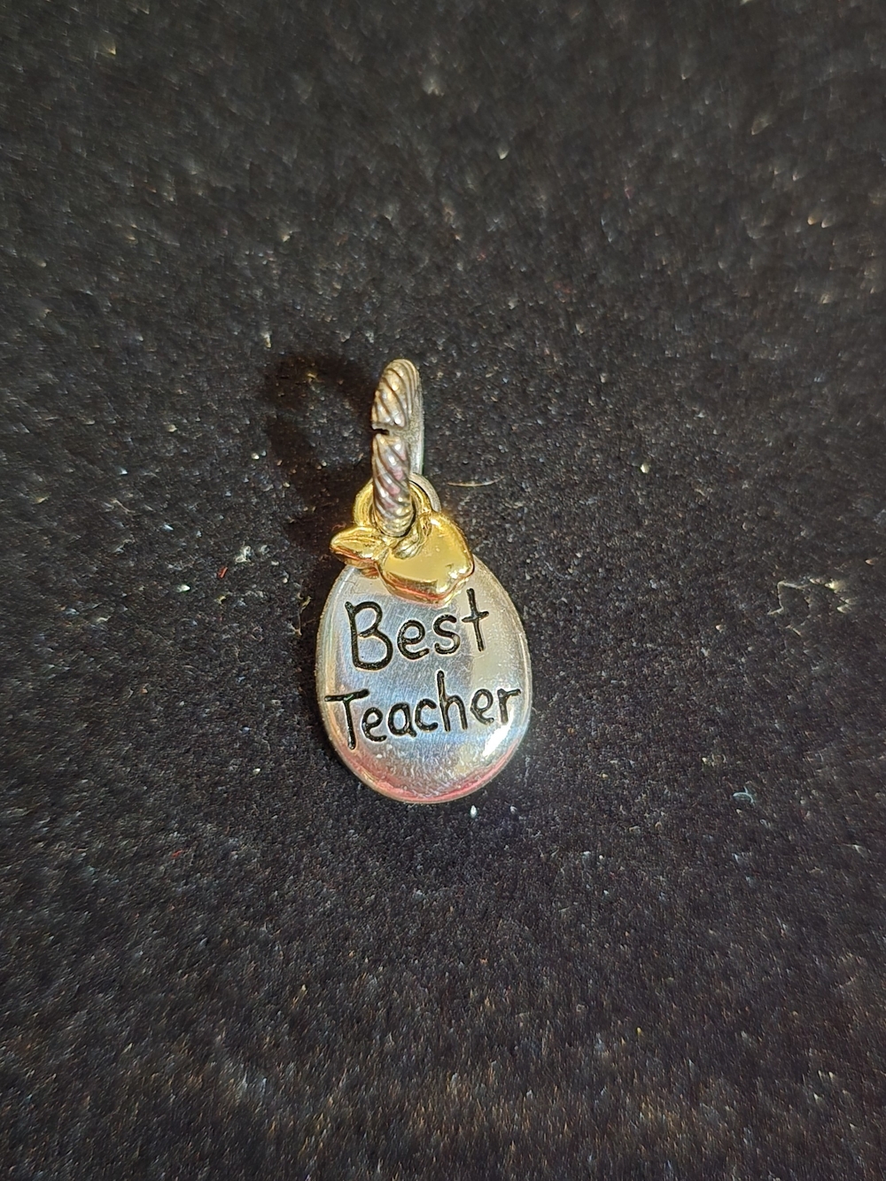 Brighton Two-Tone "Best Teacher" Oval Pendant